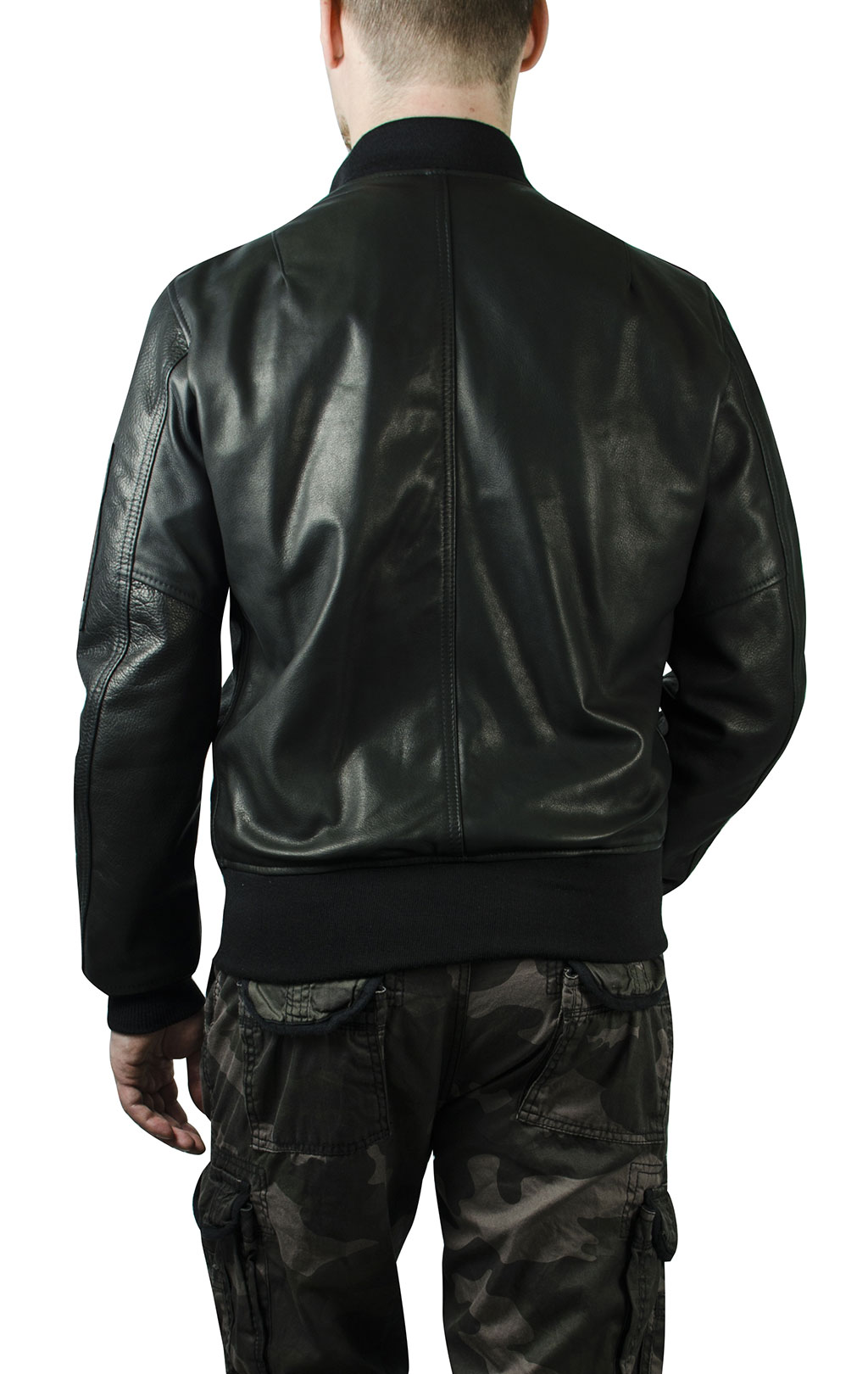 Куртка-бомбер SCHOTT NYC MA-1 BOMBER JCT Lightweight Natural Pebble Cowhide Leather 27 кожа black (227) 