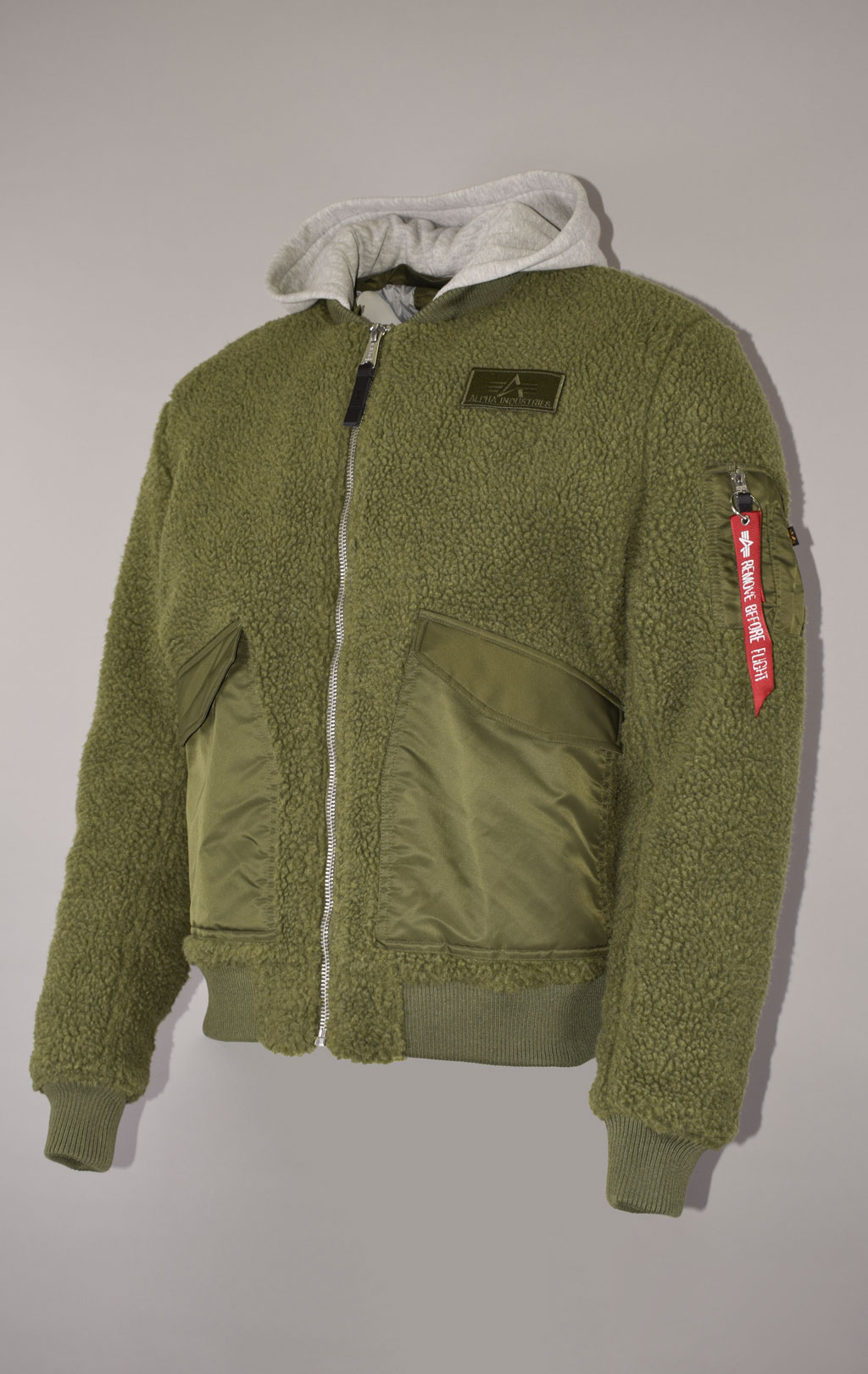 Куртка лётная ALPHA INDUSTRIES CWU ZIP HOODY TEDDY sage green 
