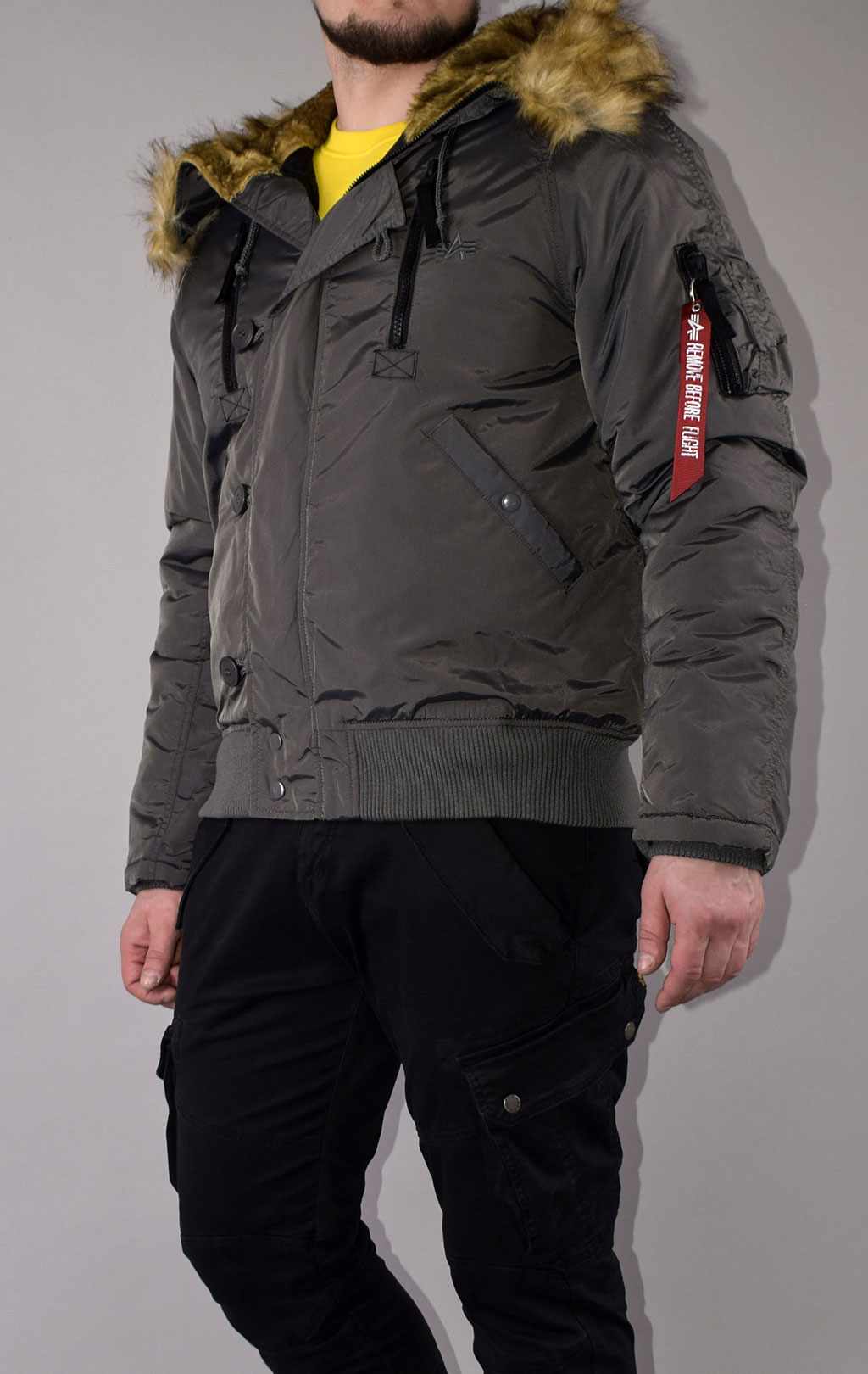 Аляска короткая ALPHA INDUSTRIES N-2B PPS grey black 