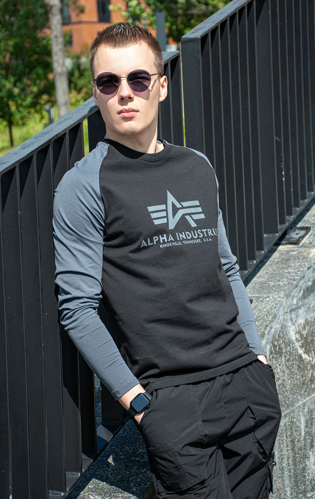 Лонгслив ALPHA INDUSTRIES BASIC LS black/greyblack 