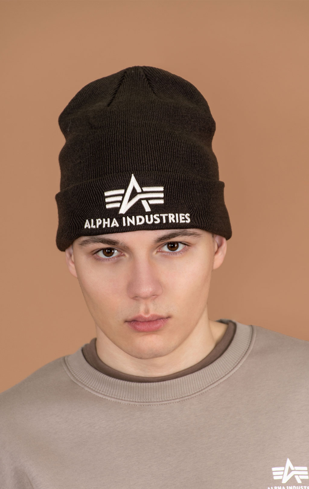 Шапка ALPHA INDUSTRIES 3D BEANIE hunter brown 