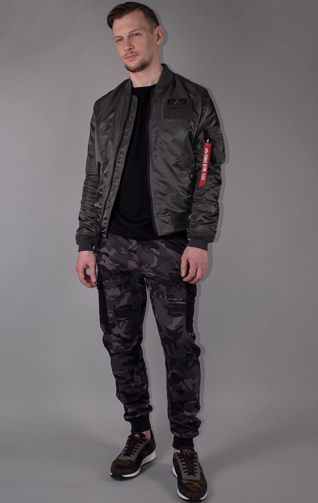 Ветровка-бомбер ALPHA INDUSTRIES MA-1 TT CUSTOM greyblack 