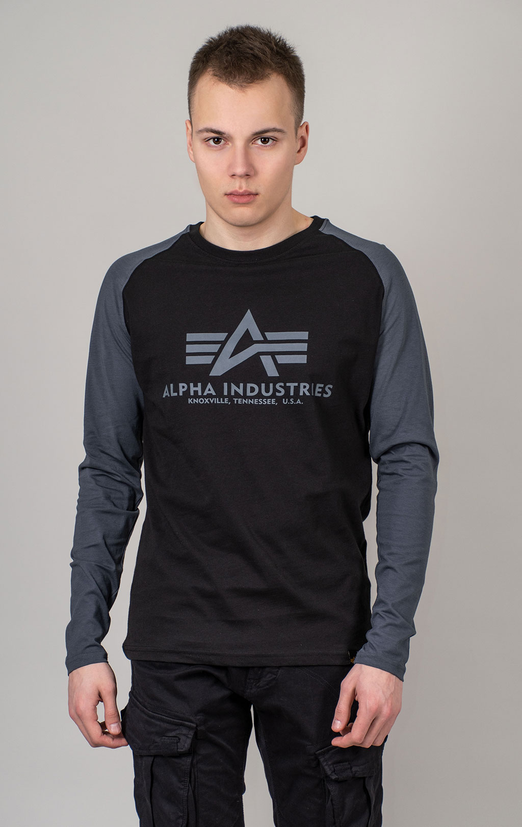 Лонгслив ALPHA INDUSTRIES BASIC LS black/greyblack 