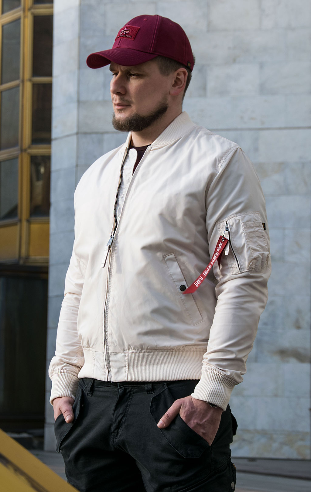 Ветровка-бомбер ALPHA INDUSTRIES MA-1 TT jet stream white 