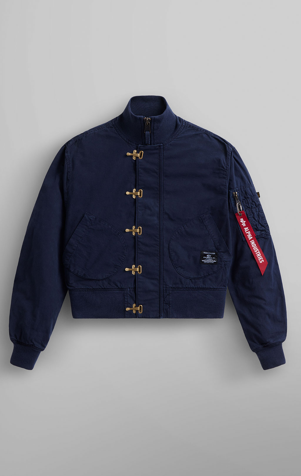 Женский бомбер-ветровка ALPHA INDUSTRIES US NAVY CROPPED DECK HOOKED MOD JACKET SS 24 m replica blue 