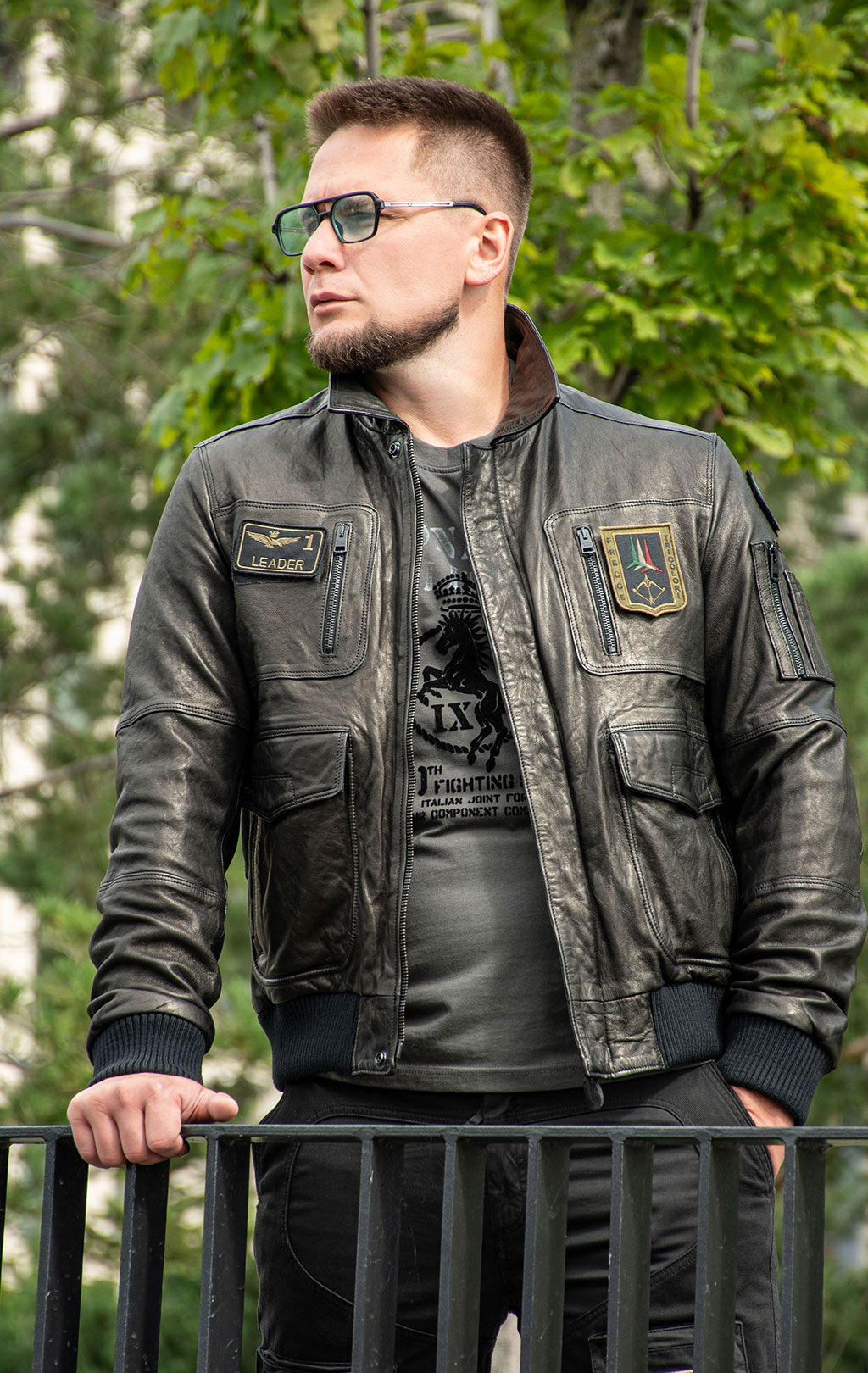 Куртка-пилот AERONAUTICA MILITARE кожа FW 25/26/IT nero (PN 0846) 