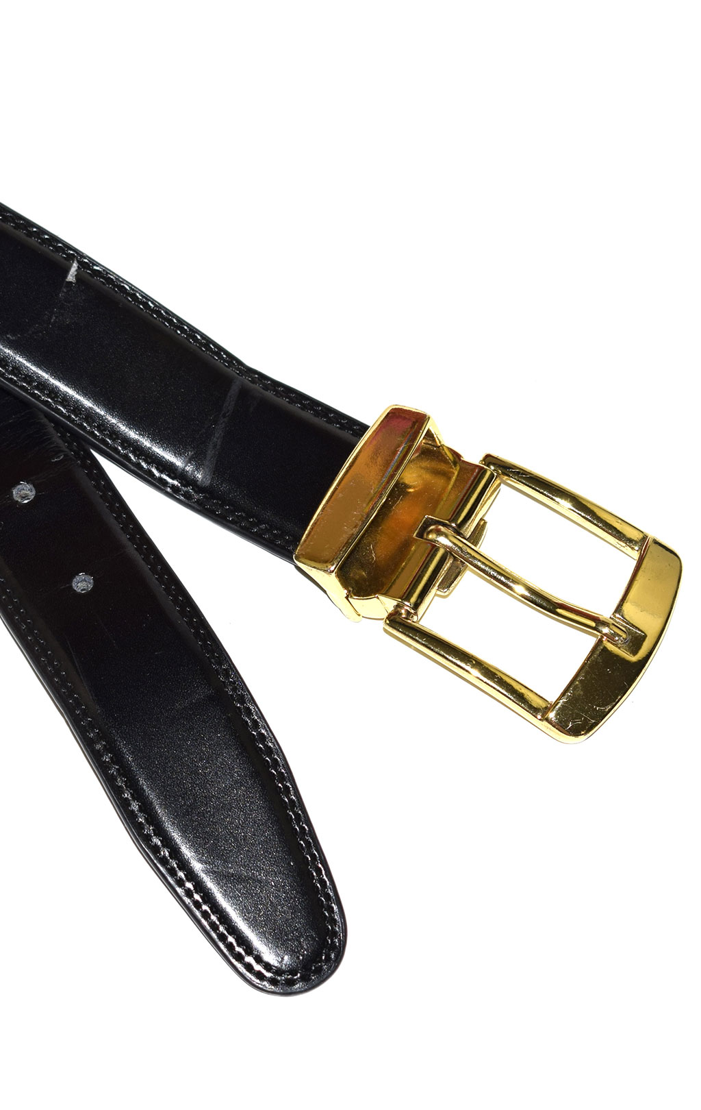 Ремень одношпеньковый кожа gold buckle black б/у Голландия