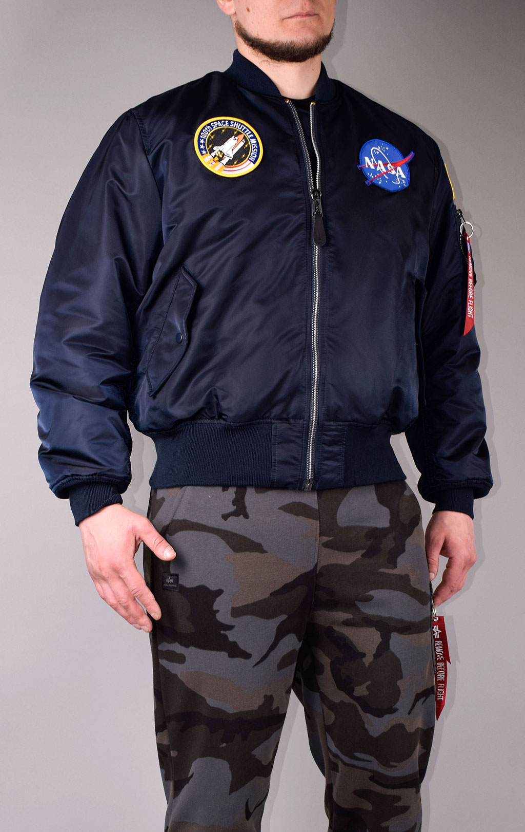 Бомбер ALPHA INDUSTRIES MA-1 original fit NASA big size rep. blue 