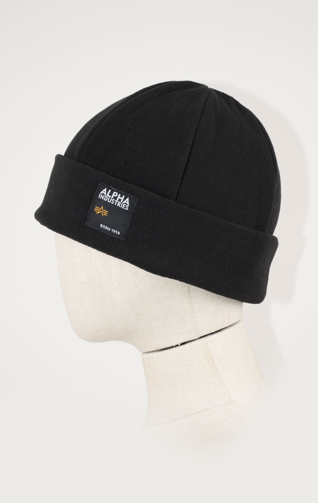 Шапка ALPHA INDUSTRIES LABEL FLEECE BEANIE black 