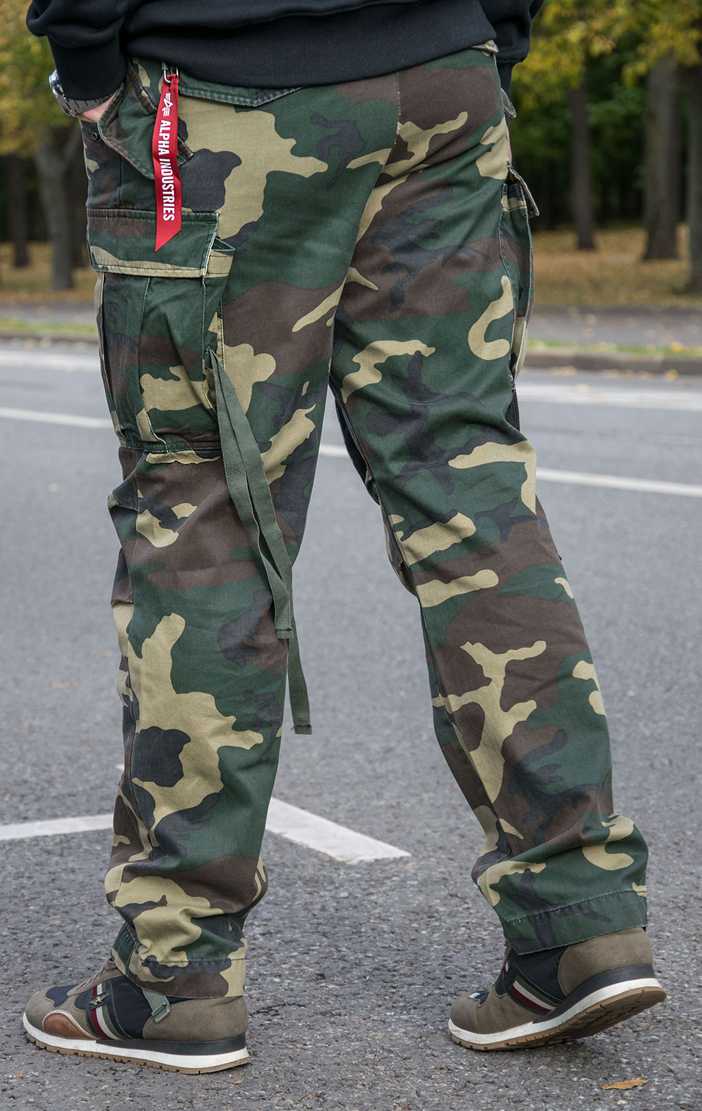 Брюки-карго парашюты ALPHA INDUSTRIES M-65 PANT плотные camo woodland 