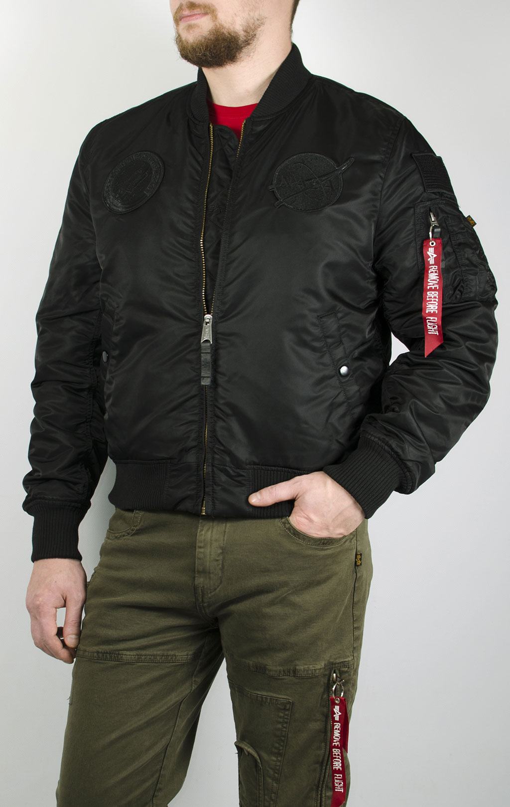 Бомбер ALPHA INDUSTRIES MA-1 VF NASA all black 