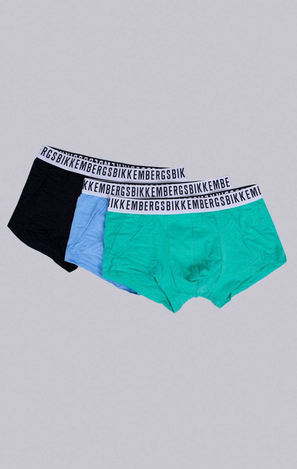 Трусы боксеры BIKKEMBERGS TRUNK TRIPACK (упаковка 3 шт.) green/azure/black BKK61UTR04TR 