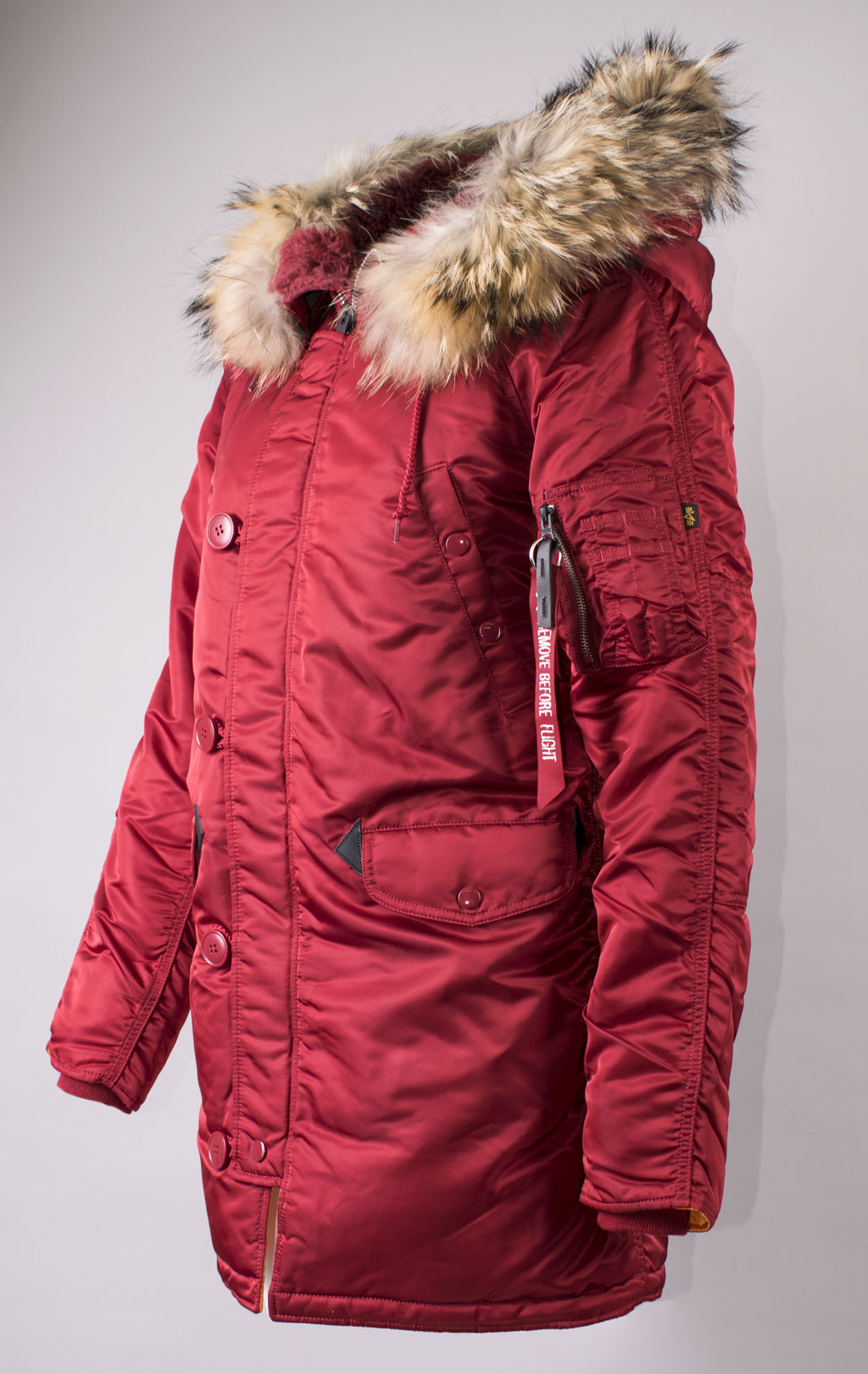 Женская аляска ALPHA INDUSTRIES N-3B CLASSIC original fit натур. мех FW 21 m commander red 
