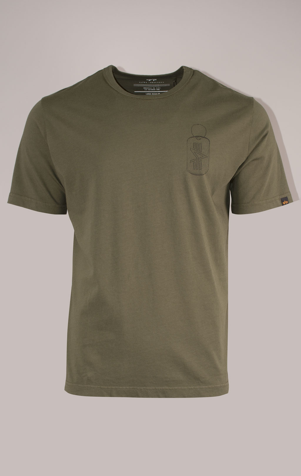 Футболка ALPHA INDUSTRIES ALPHA DOG TAG TEE плотная FW 24/25 olive 