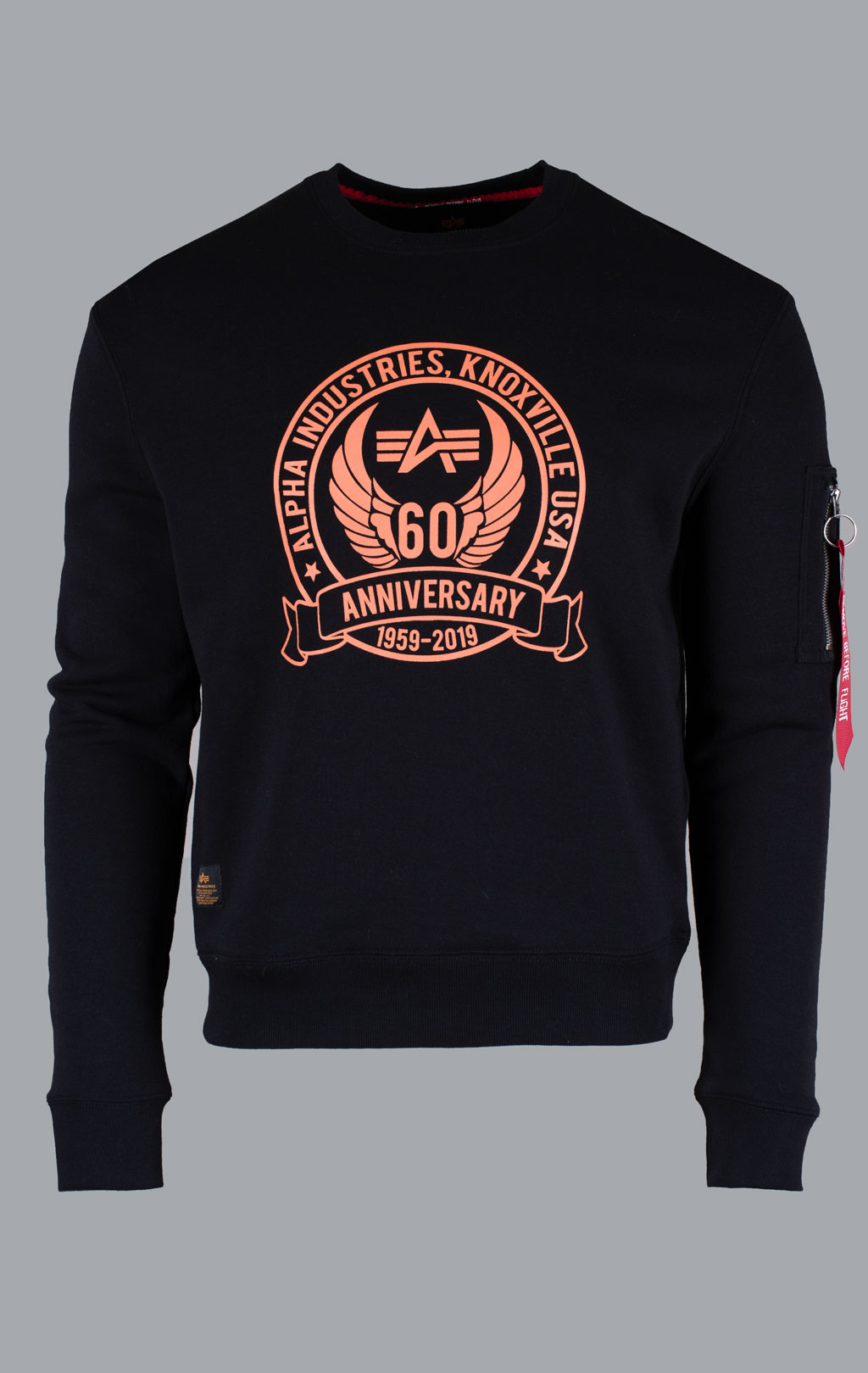 Свитшот ALPHA INDUSTRIES 60TH ANNIVERSARY CREW black 