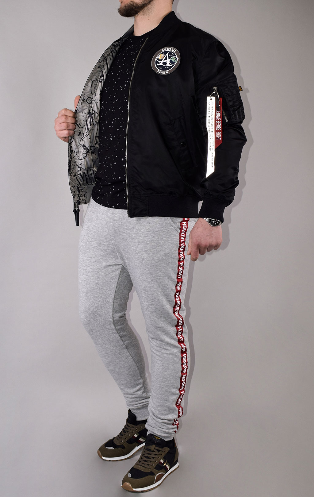Ветровка-бомбер ALPHA INDUSTRIES MA-1 MOON LANDING REVERSIBLE black 