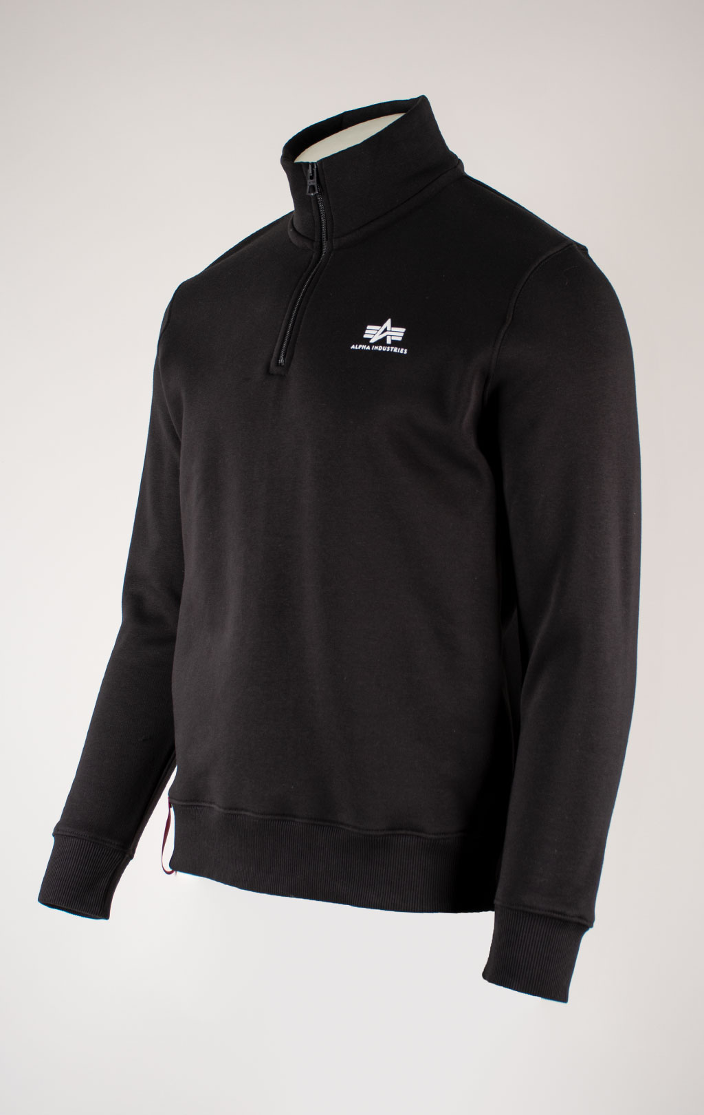 Толстовка ALPHA INDUSTRIES HALF ZIP SWEATER SMALL LOGO black 