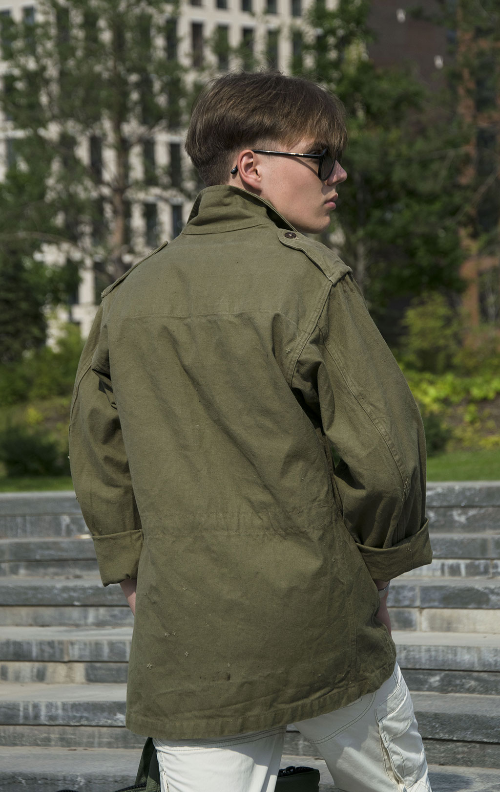 Китель армейский M-47 брезент olive б/у Франция