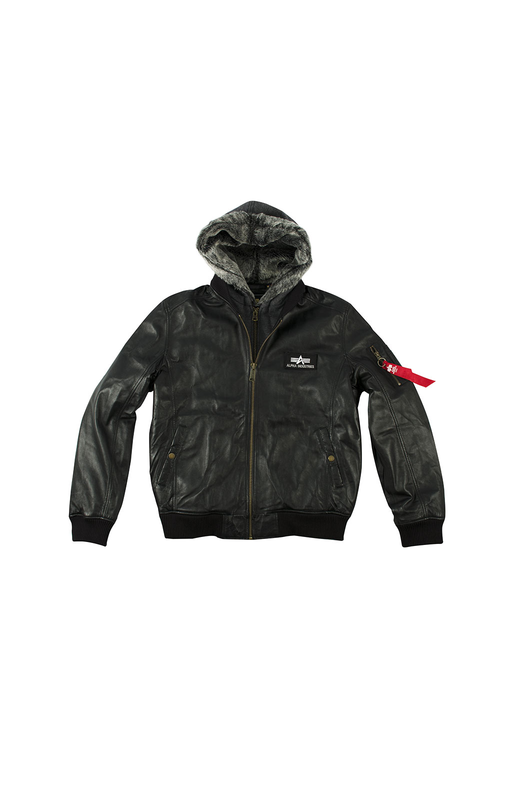 Куртка-бомбер лётная ALPHA INDUSTRIES MA-1 D-Tec leather кожа black 