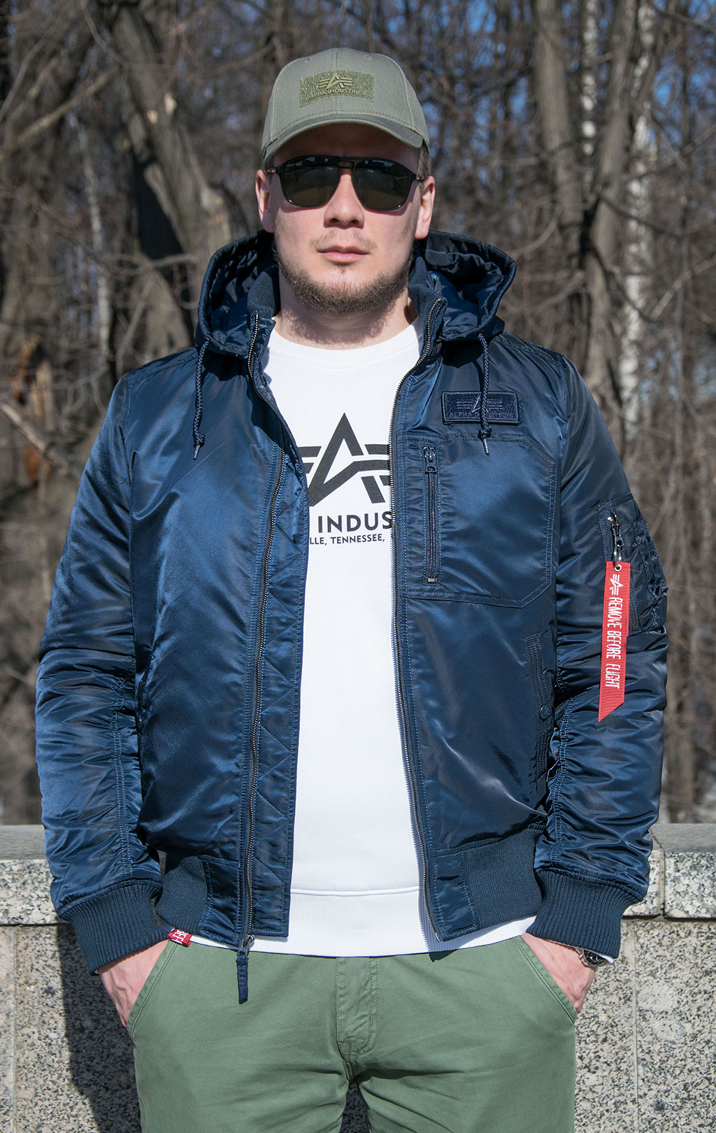 Куртка-бомбер лётная ALPHA INDUSTRIES MA-1 HOODED RIB FW 21 m replica blue 