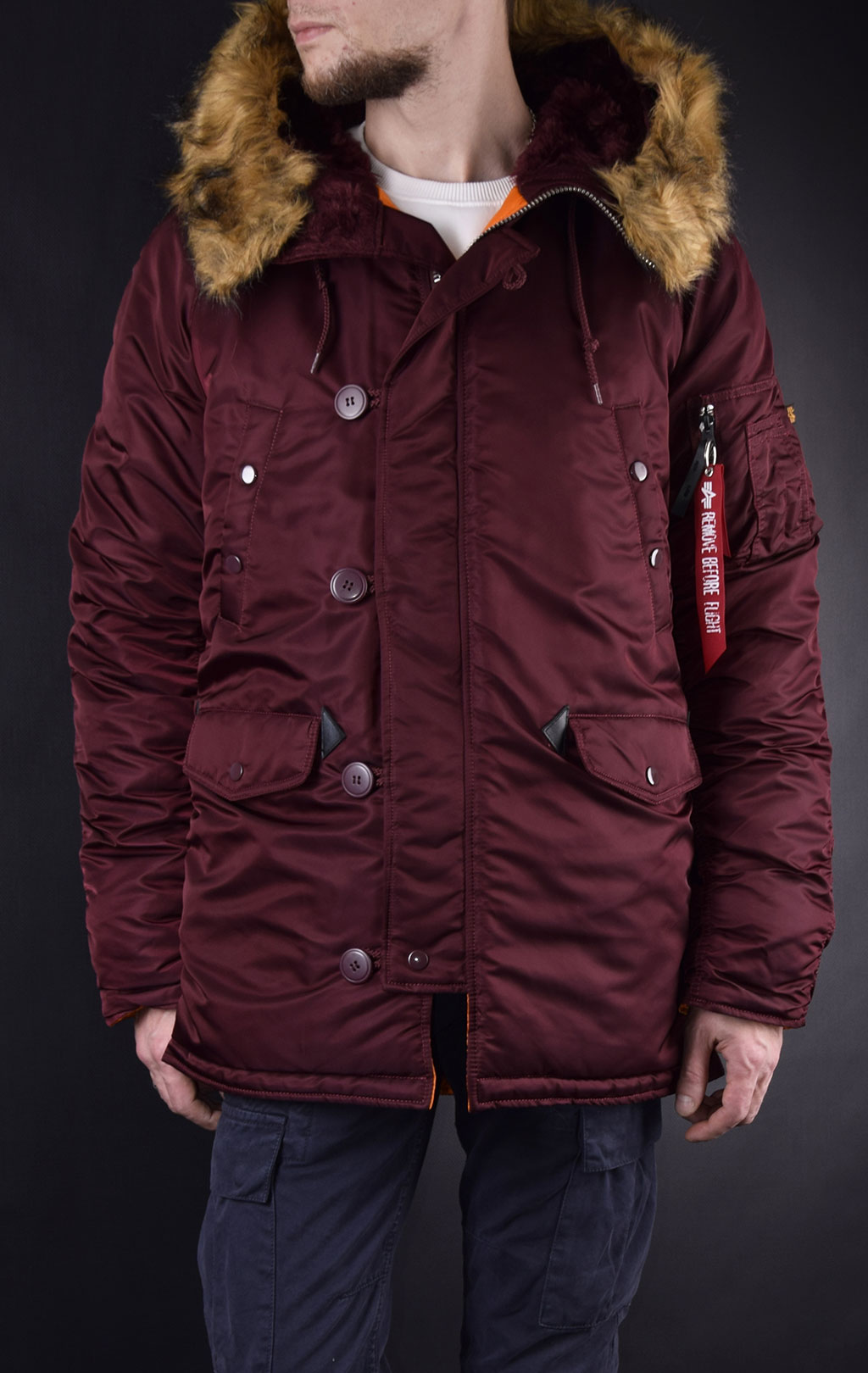 Аляска ALPHA INDUSTRIES SLIM FIT GEN-I N-3B maroon/orange 