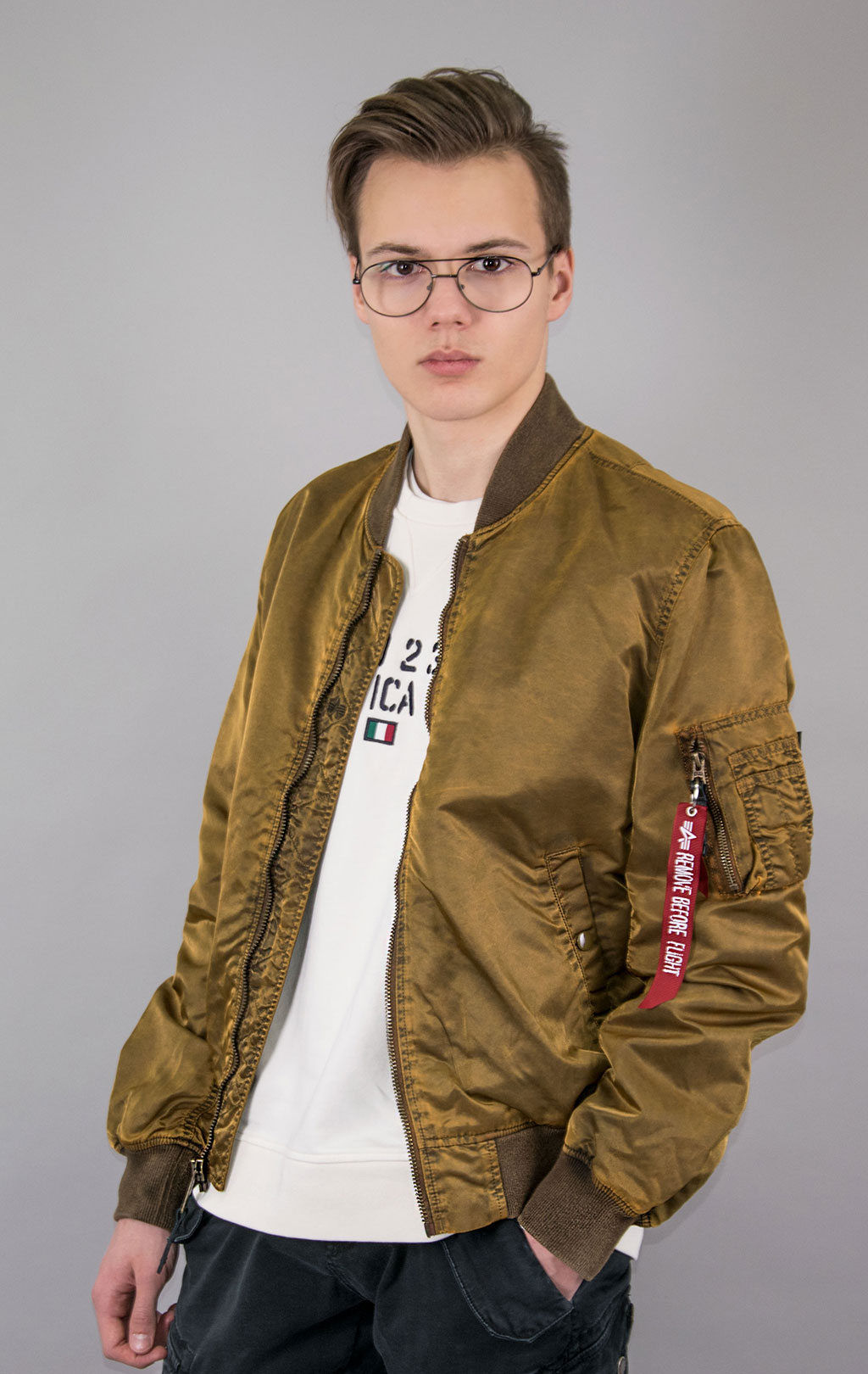 Ветровка-бомбер ALPHA INDUSTRIES MA-1 VF LW BATTLEWASH washed orange 