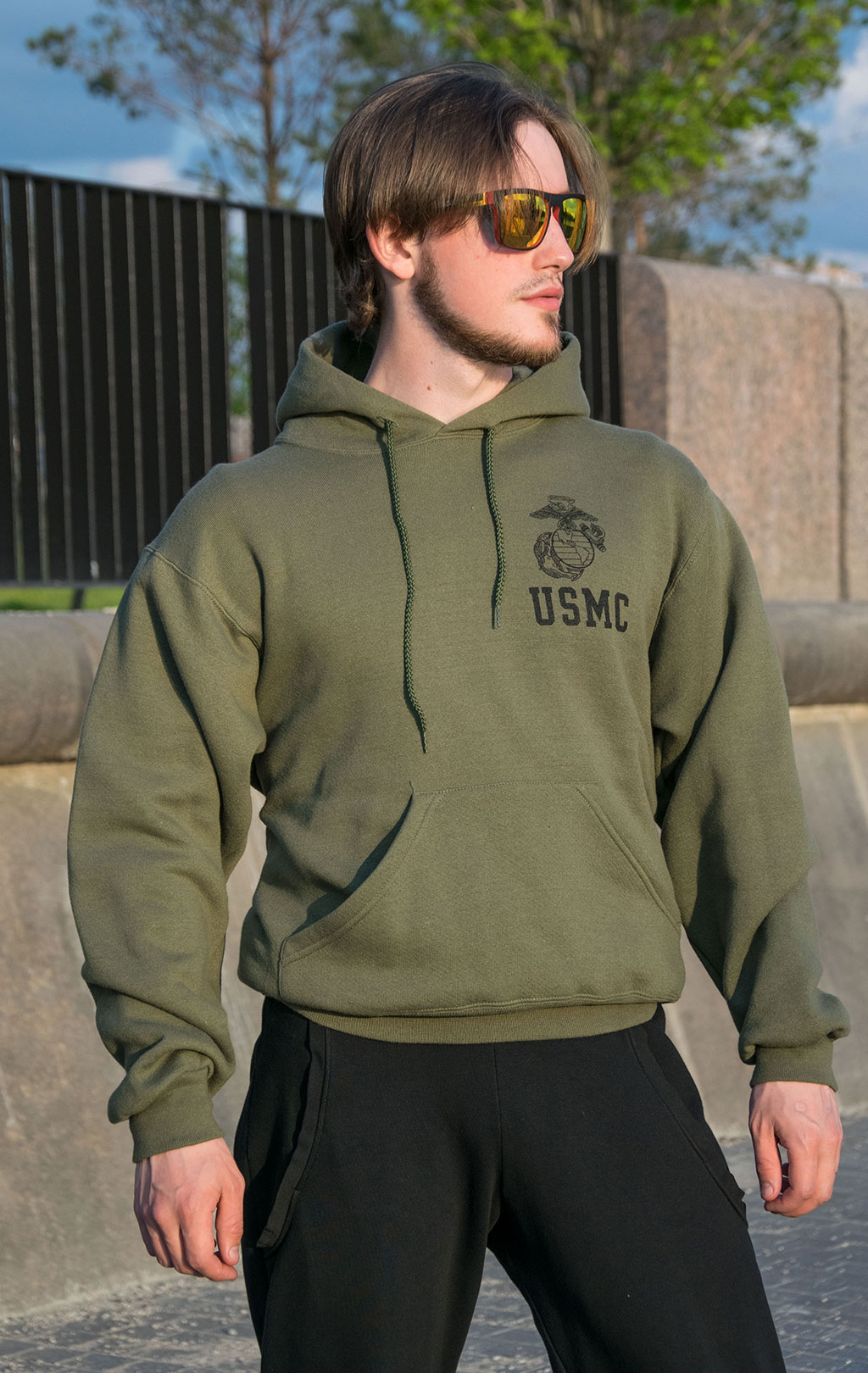 Толстовка USMC с капюшоном olive США