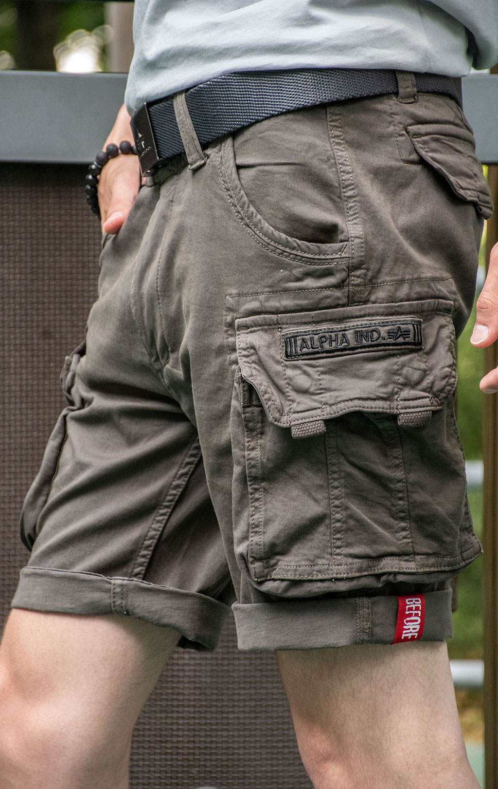 Шорты карго ALPHA INDUSTRIES CREW SHORT grey black 