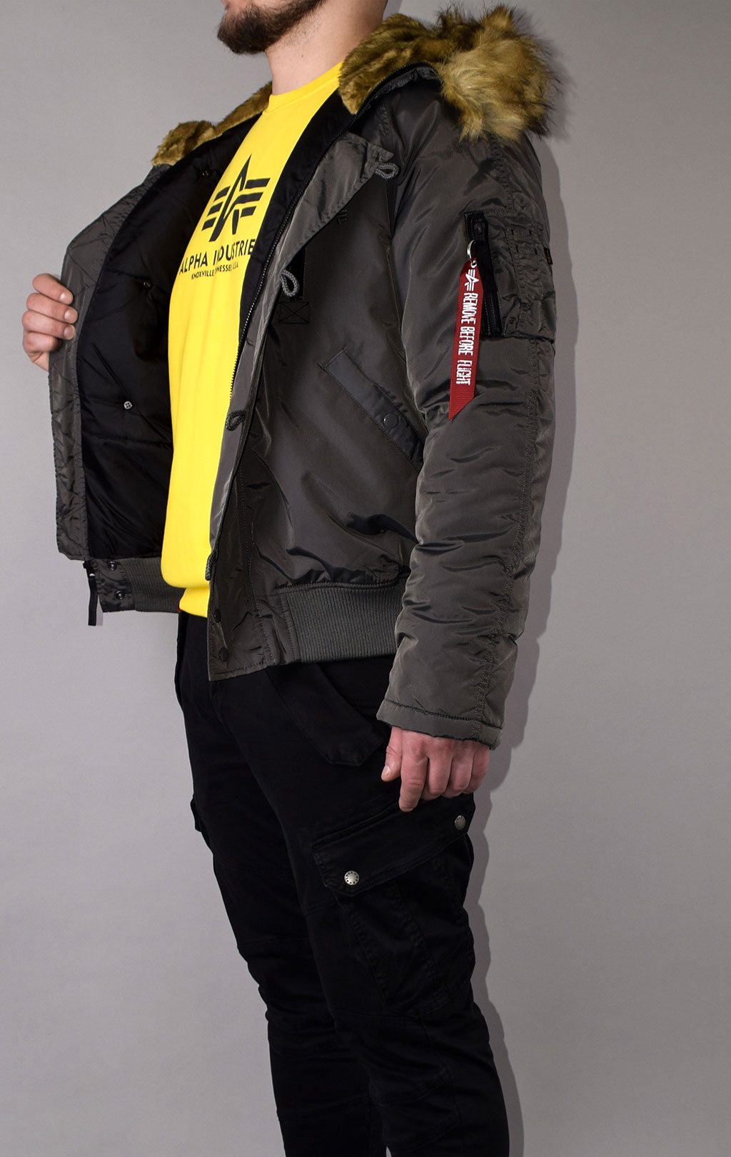 Аляска короткая ALPHA INDUSTRIES N-2B PPS grey black 
