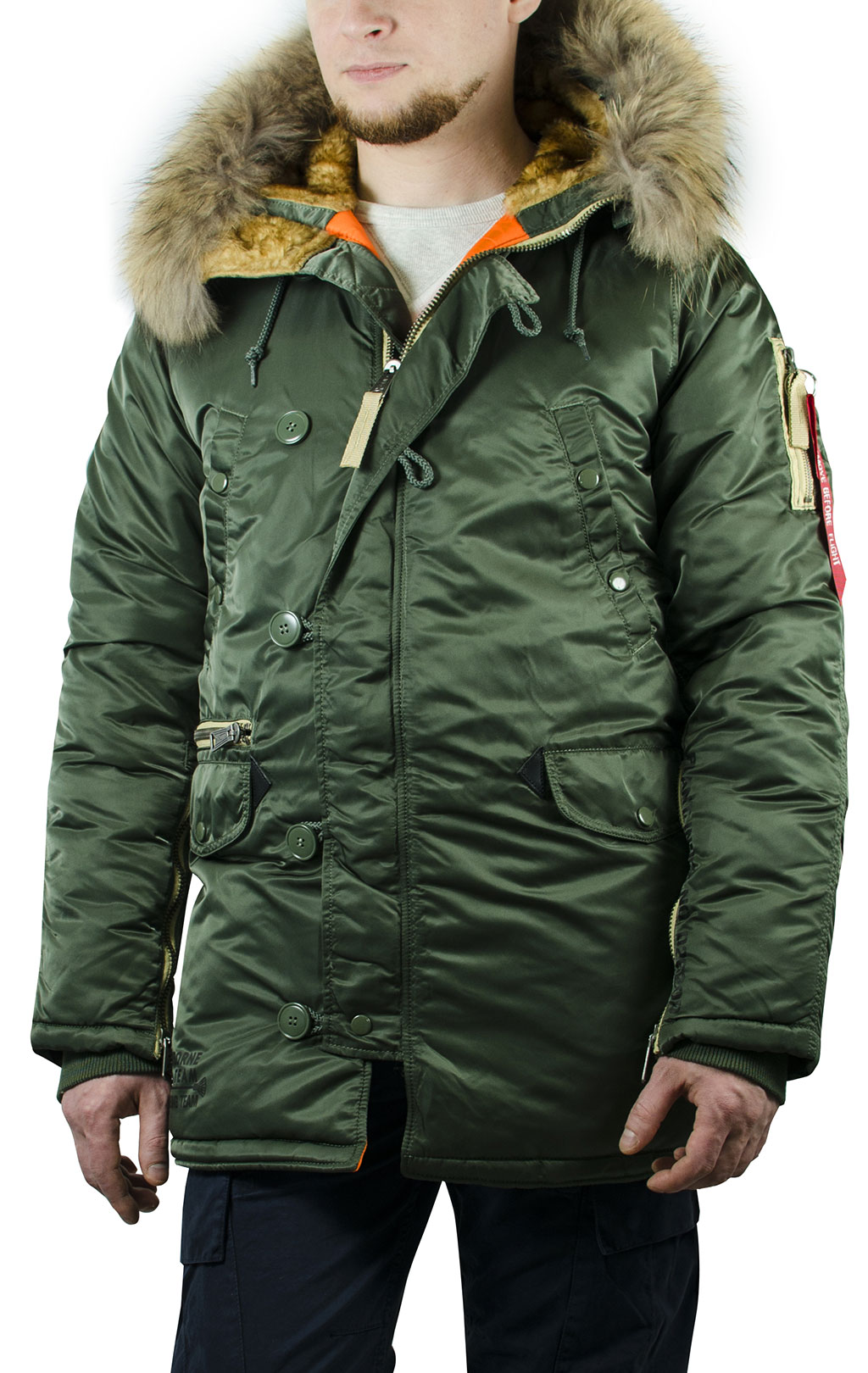Аляска ALPHA INDUSTRIES N-3B ART VF big size натур. мех sage green 