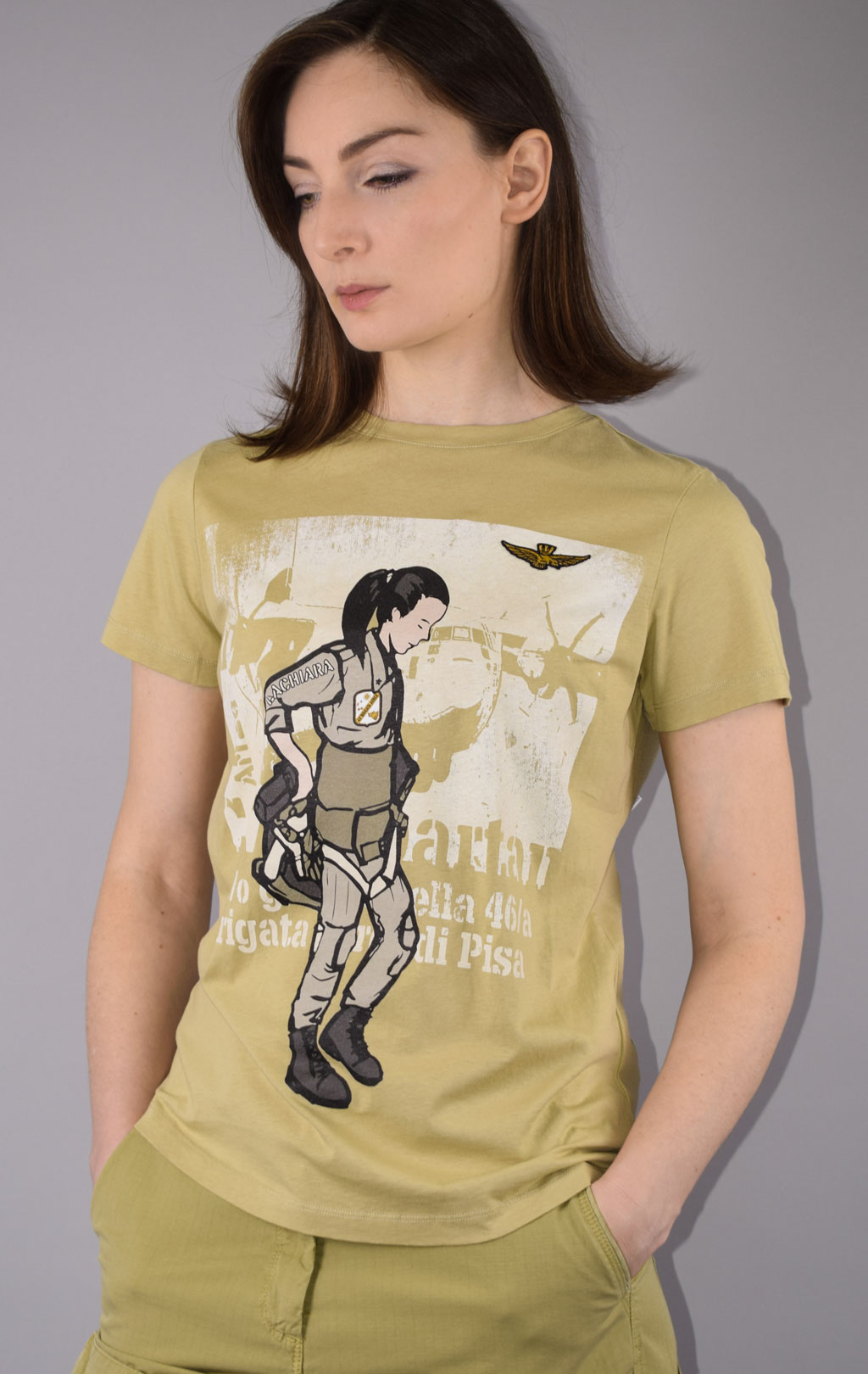 Женская футболка AERONAUTICA MILITARE SS 22/PT khaki (TS 1973) 