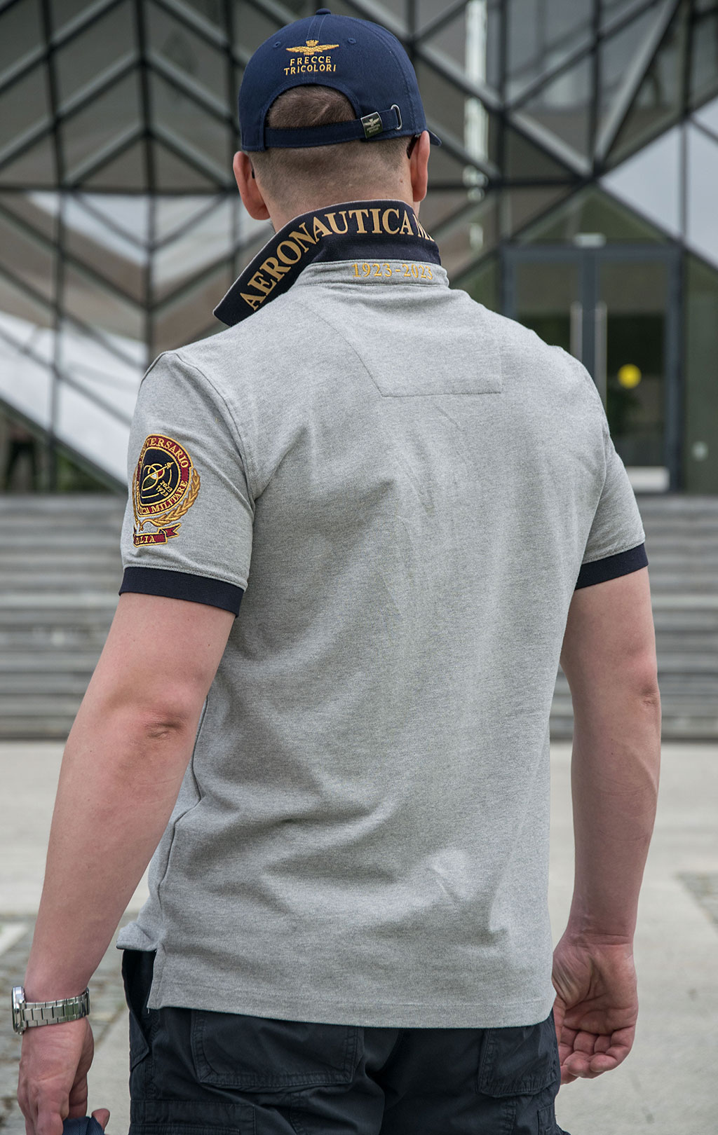 Футболка-поло AERONAUTICA MILITARE SS 23/BD grigio melange (PO 1691) 