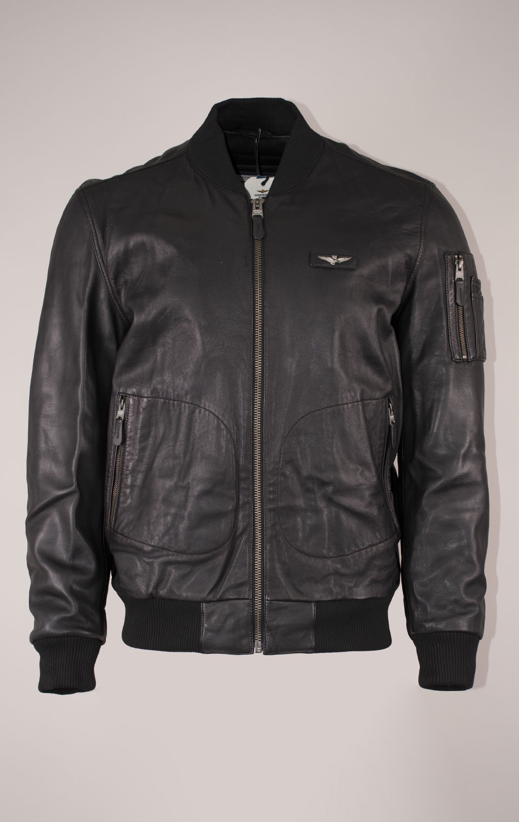 Куртка-бомбер AERONAUTICA MILITARE кожа FW 24/25/IN nero (PN 951) 