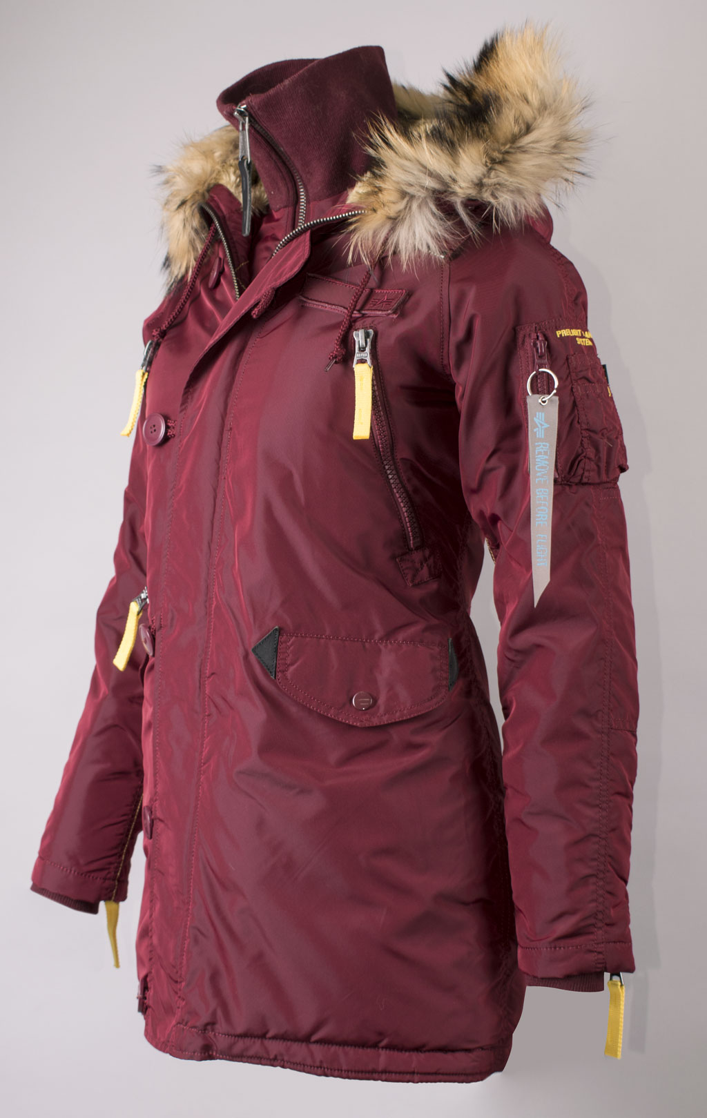 Женская аляска ALPHA INDUSTRIES N-3B PPS натур. мех burgundy 