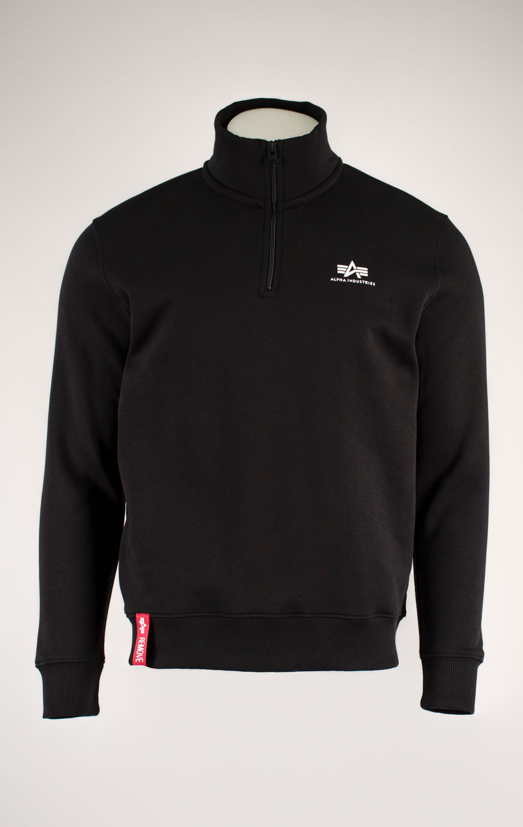 Толстовка ALPHA INDUSTRIES HALF ZIP SWEATER SMALL LOGO black 