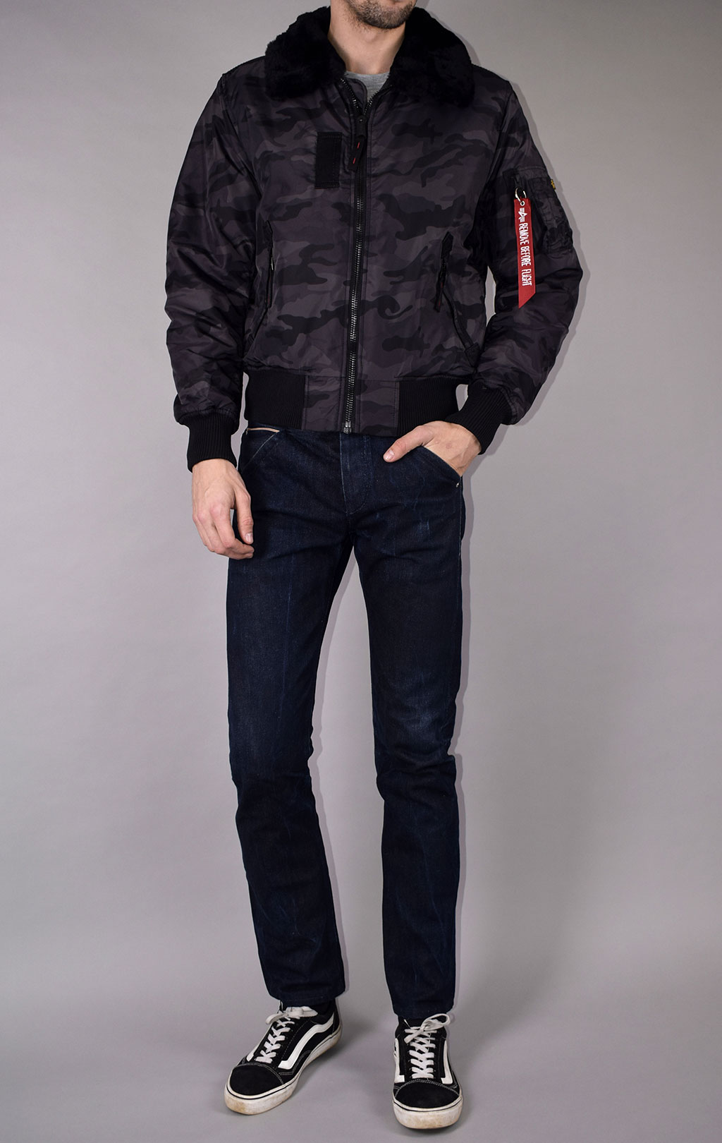Куртка-пилот ALPHA INDUSTRIES INJECTOR-III black camo 