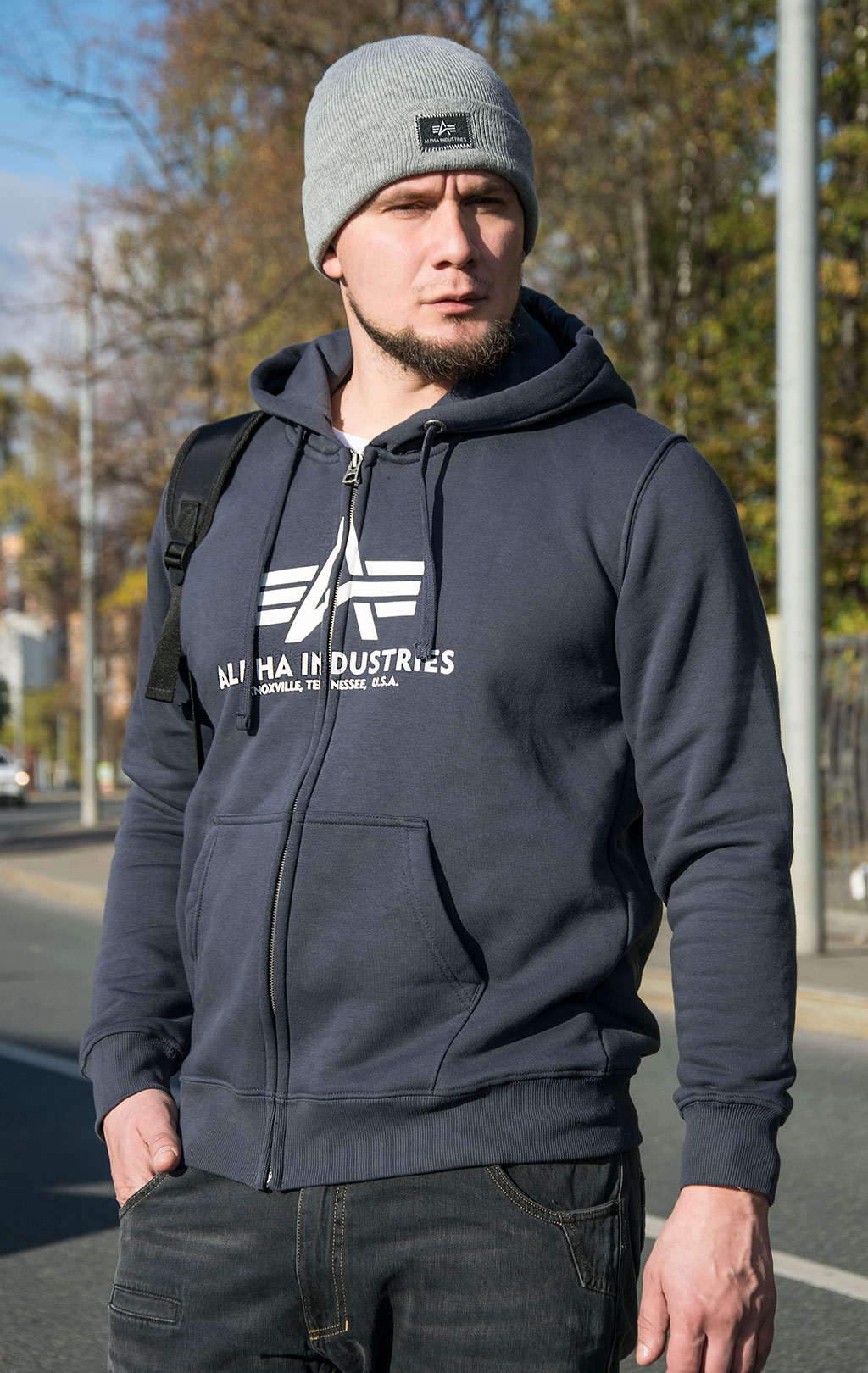 Толстовка ALPHA INDUSTRIES BASIC ZIP HOODY navy 