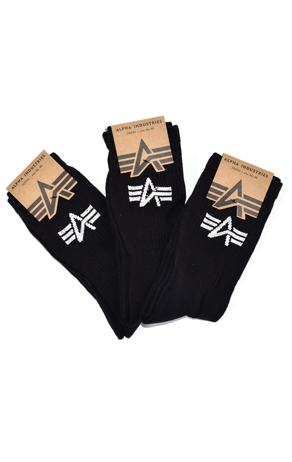 Носки ALPHA INDUSTRIES BASIC SOCKS BOX (упаковка 3 пары) black 