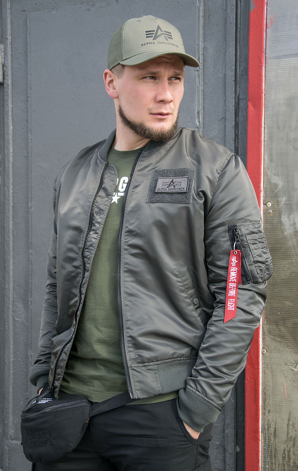 Ветровка-бомбер ALPHA INDUSTRIES MA-1 TT CUSTOM greyblack 