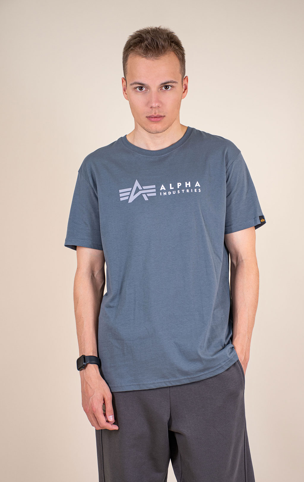 Футболка ALPHA INDUSTRIES ALPHA LABEL T denim blue 