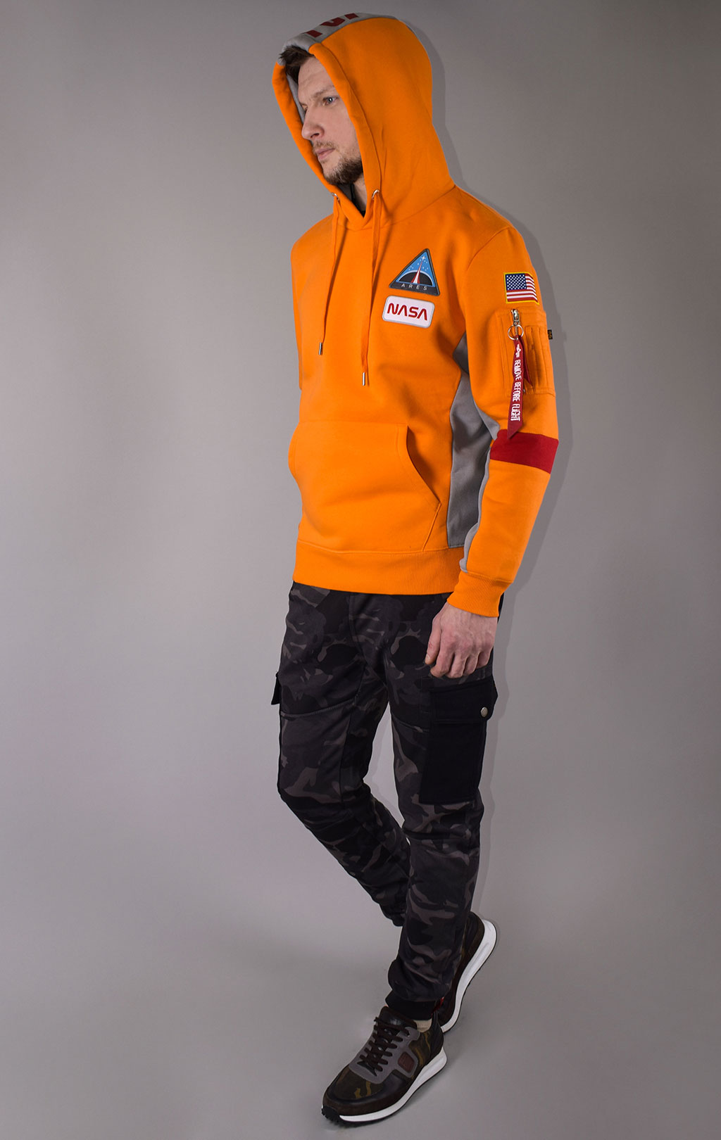 Толстовка ALPHA INDUSTRIES NASA SPACE CAMP HOODY alpha orange 