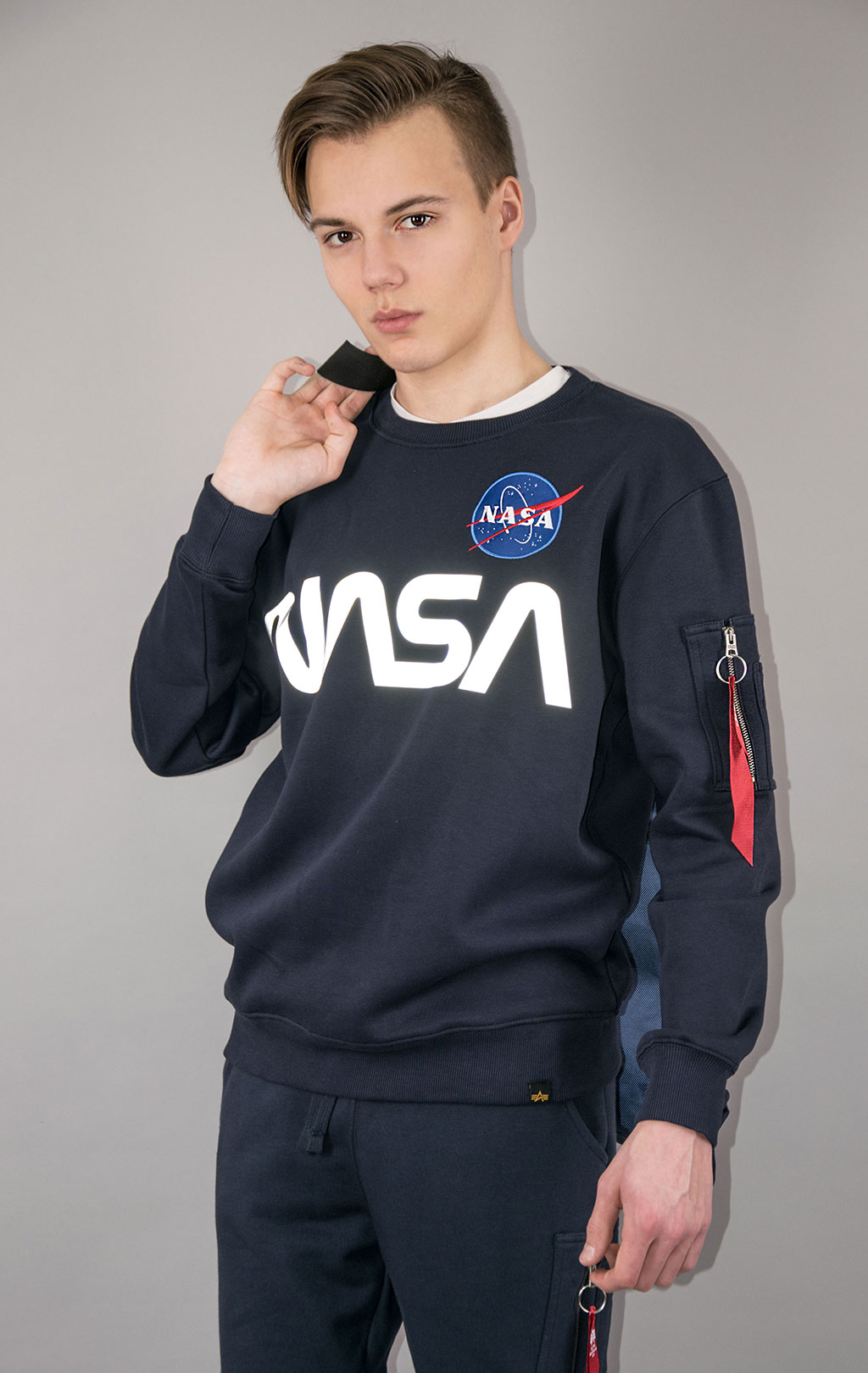 Свитшот ALPHA INDUSTRIES NASA reflective rep. blue 