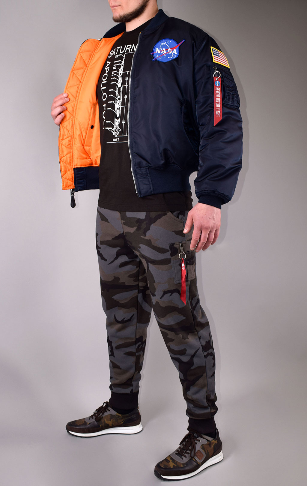 Бомбер ALPHA INDUSTRIES MA-1 original fit NASA big size rep. blue 