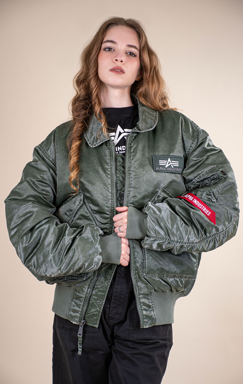Куртка лётная ALPHA INDUSTRIES CWU 45/P HERITAGE FIT FLIGHT JACKET (BATTLEWASH) FW 26/27 deep forest 