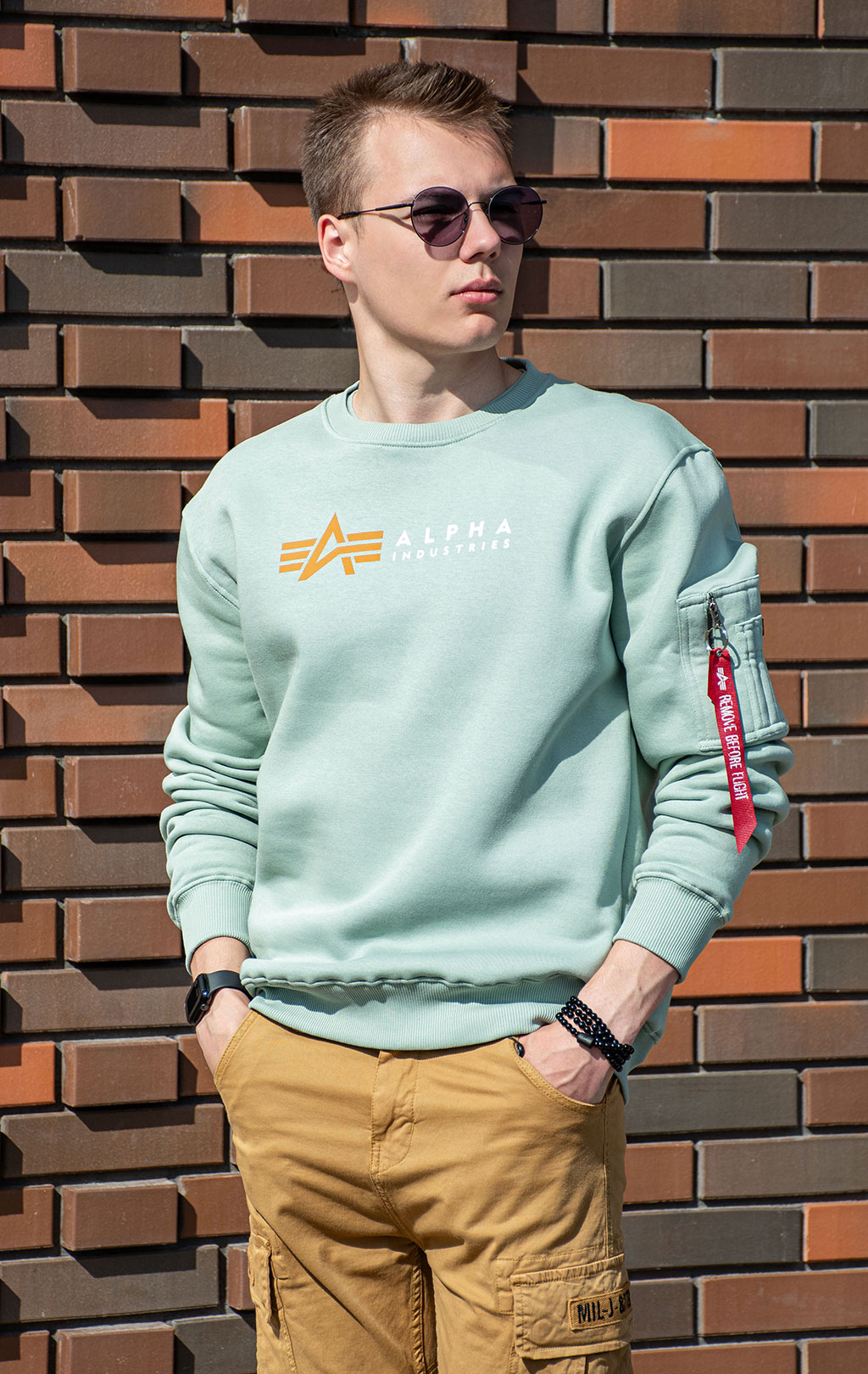 Свитшот ALPHA INDUSTRIES ALPHA LABEL SWEATER dusty green 