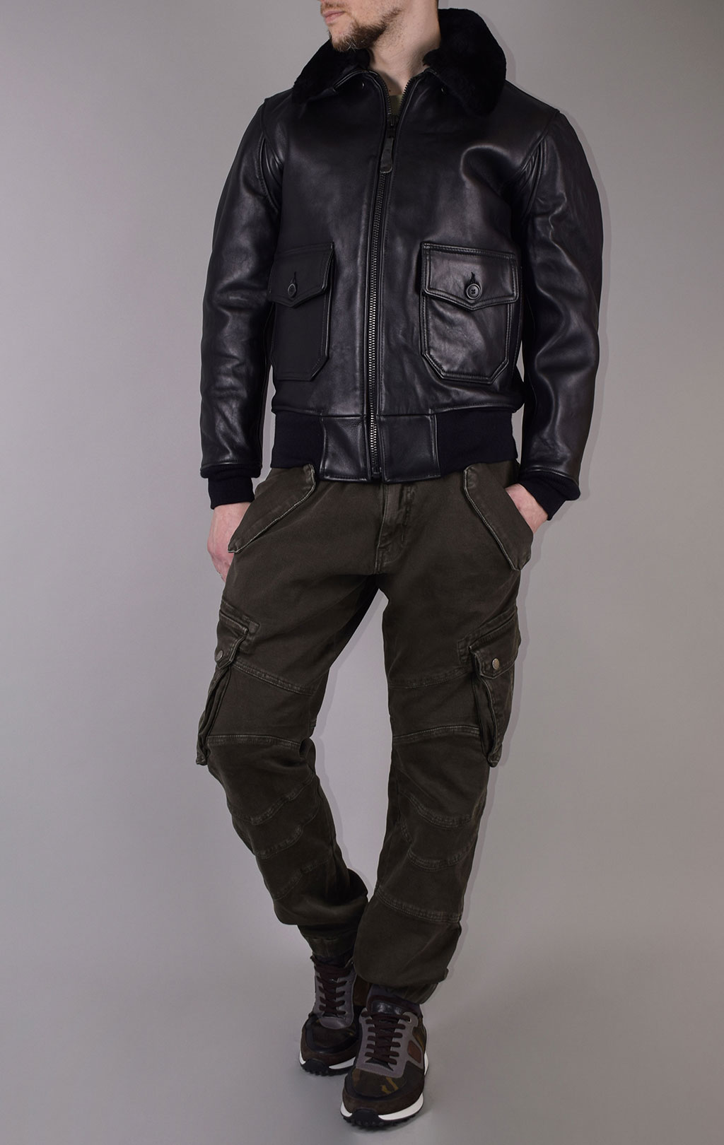 Куртка-пилот COCKPIT G-1 NAVY кожа black (Z201035) 