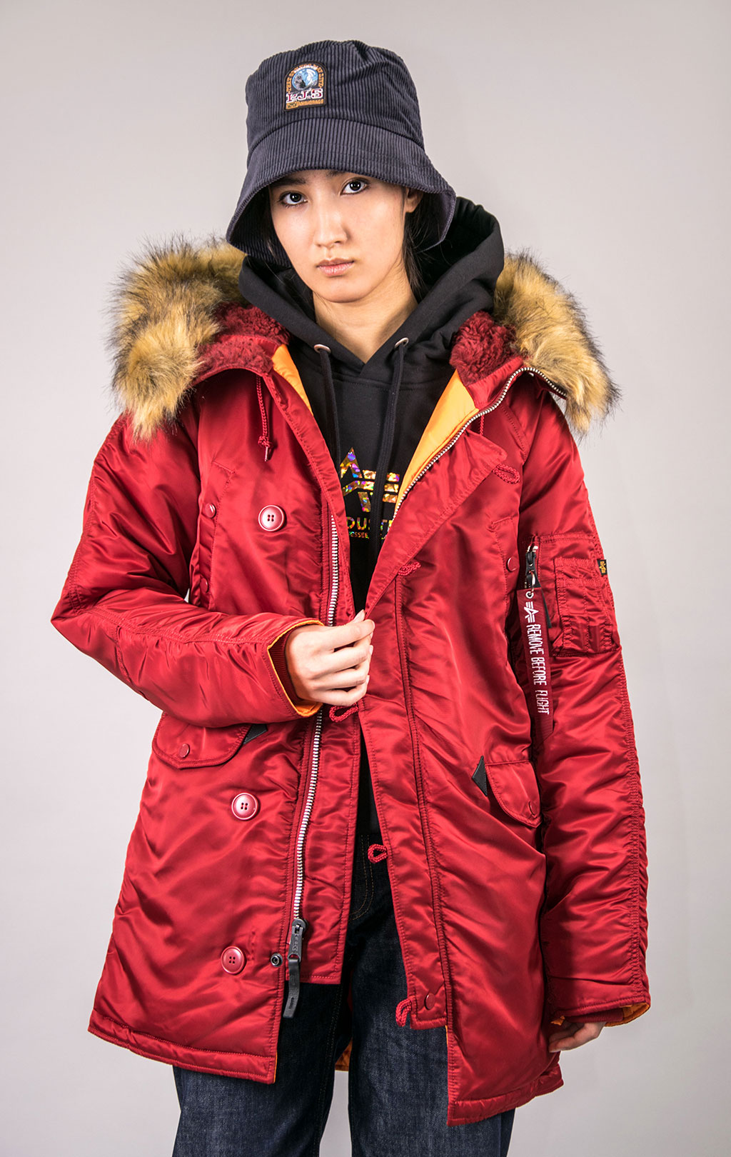 Женская аляска ALPHA INDUSTRIES N-3B CLASSIC original fit commander red 