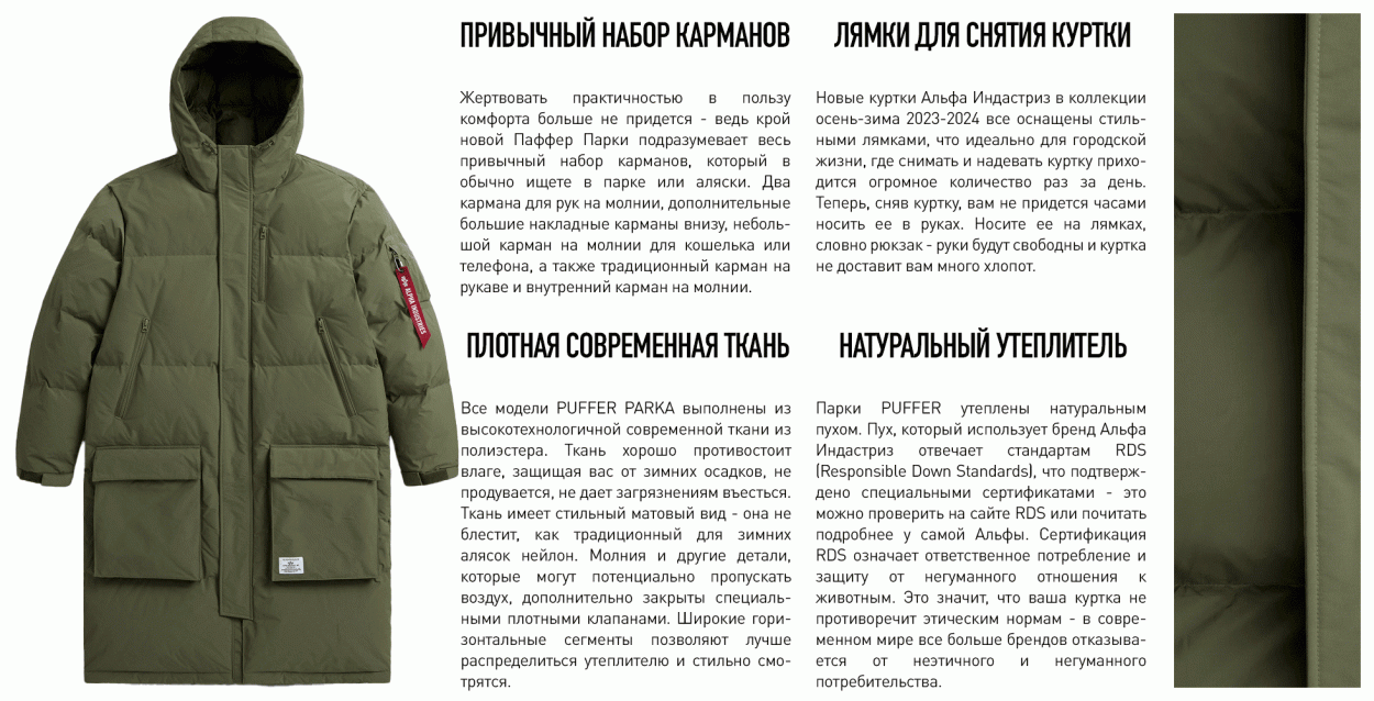 Что такое PUFFER PARKA Alpha Industries? Инфографика 1 Что такое PUFFER PARKA Alpha Industries? Инфографика 1