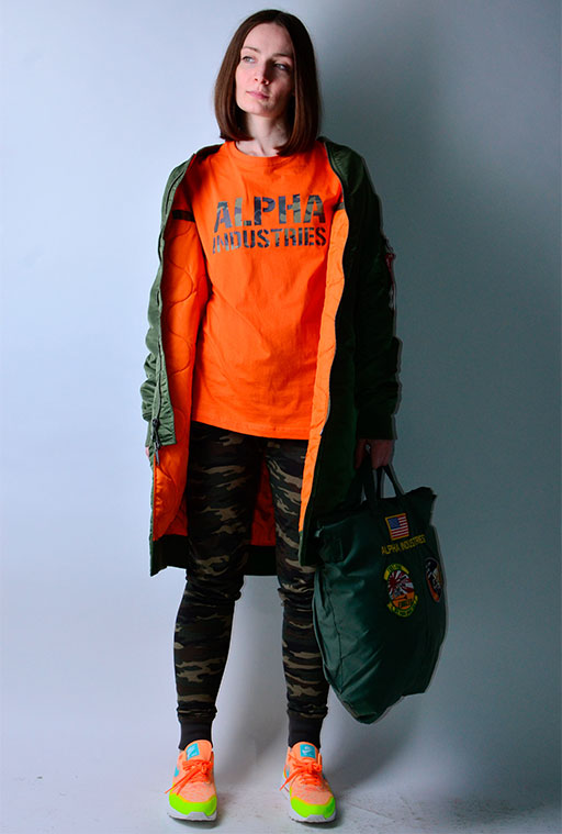 удлиненный женский бомбер Alpha Industries COAT RIB MA-1 купить в Москве удлиненный женский бомбер Альфа Индастриз, женская одежда Alpha Industries