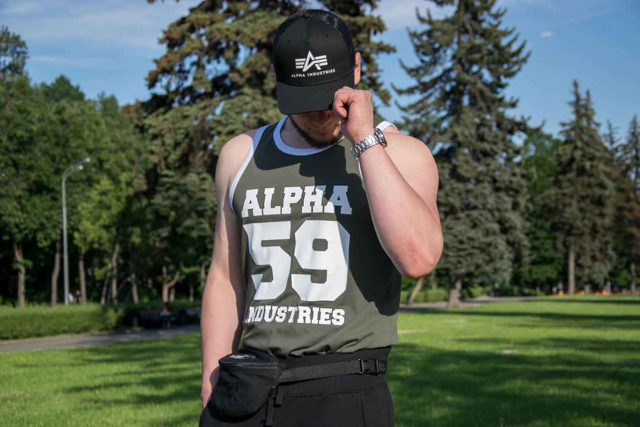 Майка Alpha Industries майка с принтом